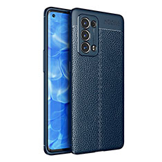 Coque Silicone Gel Motif Cuir Housse Etui pour Oppo Reno6 Pro 5G Bleu