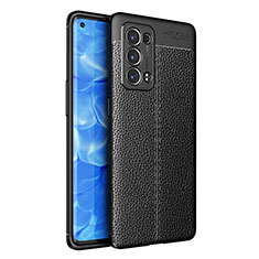 Coque Silicone Gel Motif Cuir Housse Etui pour Oppo Reno6 Pro 5G Noir