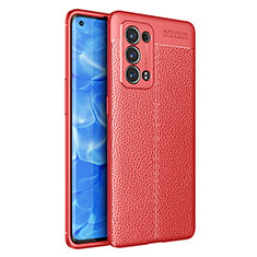 Coque Silicone Gel Motif Cuir Housse Etui pour Oppo Reno6 Pro 5G Rouge