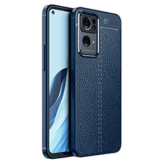 Coque Silicone Gel Motif Cuir Housse Etui pour Oppo Reno7 Pro 5G Bleu