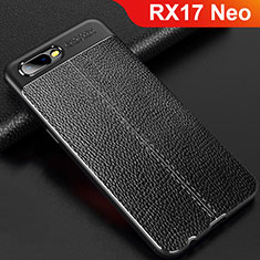 Coque Silicone Gel Motif Cuir Housse Etui pour Oppo RX17 Neo Noir