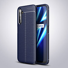 Coque Silicone Gel Motif Cuir Housse Etui pour Realme 6 Pro Bleu