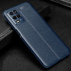 Coque Silicone Gel Motif Cuir Housse Etui pour Realme 8 5G Bleu