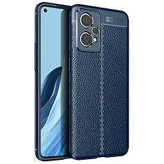 Coque Silicone Gel Motif Cuir Housse Etui pour Realme 9 4G Bleu