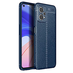 Coque Silicone Gel Motif Cuir Housse Etui pour Realme 9 5G Bleu