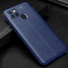 Coque Silicone Gel Motif Cuir Housse Etui pour Realme Q2i 5G Bleu