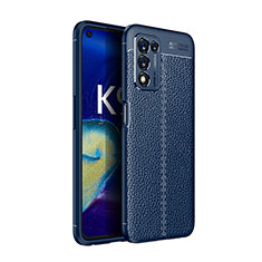 Coque Silicone Gel Motif Cuir Housse Etui pour Realme Q3s 5G Bleu