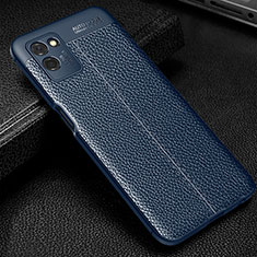 Coque Silicone Gel Motif Cuir Housse Etui pour Realme V11s 5G Bleu