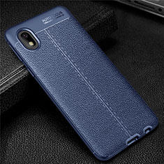 Coque Silicone Gel Motif Cuir Housse Etui pour Samsung Galaxy A01 Core Bleu