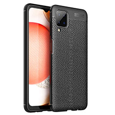 Coque Silicone Gel Motif Cuir Housse Etui pour Samsung Galaxy A12 5G Noir