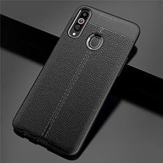 Coque Silicone Gel Motif Cuir Housse Etui pour Samsung Galaxy A20s Noir