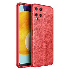 Coque Silicone Gel Motif Cuir Housse Etui pour Samsung Galaxy A22 4G Rouge