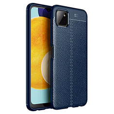 Coque Silicone Gel Motif Cuir Housse Etui pour Samsung Galaxy A22 5G Bleu