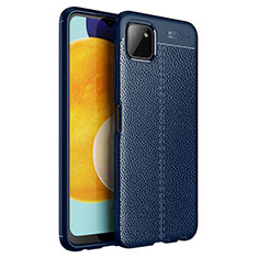 Coque Silicone Gel Motif Cuir Housse Etui pour Samsung Galaxy A22s 5G Bleu