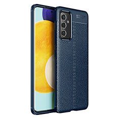 Coque Silicone Gel Motif Cuir Housse Etui pour Samsung Galaxy A24 4G Bleu