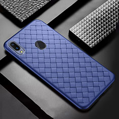 Coque Silicone Gel Motif Cuir Housse Etui pour Samsung Galaxy A30 Bleu