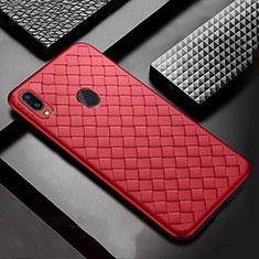 Coque Silicone Gel Motif Cuir Housse Etui pour Samsung Galaxy A30 Rouge