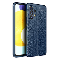 Coque Silicone Gel Motif Cuir Housse Etui pour Samsung Galaxy A53 5G Bleu