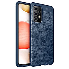 Coque Silicone Gel Motif Cuir Housse Etui pour Samsung Galaxy A72 4G Bleu