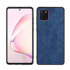 Coque Silicone Gel Motif Cuir Housse Etui pour Samsung Galaxy A81 Bleu