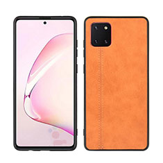 Coque Silicone Gel Motif Cuir Housse Etui pour Samsung Galaxy A81 Orange