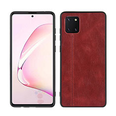 Coque Silicone Gel Motif Cuir Housse Etui pour Samsung Galaxy A81 Vin Rouge