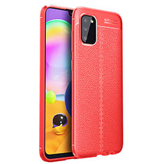 Coque Silicone Gel Motif Cuir Housse Etui pour Samsung Galaxy F02S SM-E025F Rouge