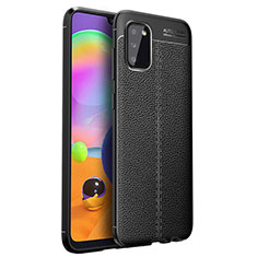 Coque Silicone Gel Motif Cuir Housse Etui pour Samsung Galaxy M02s Noir