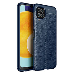 Coque Silicone Gel Motif Cuir Housse Etui pour Samsung Galaxy M32 4G Bleu