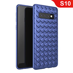 Coque Silicone Gel Motif Cuir Housse Etui pour Samsung Galaxy S10 5G Bleu