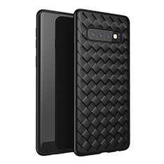 Coque Silicone Gel Motif Cuir Housse Etui pour Samsung Galaxy S10 Noir