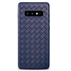 Coque Silicone Gel Motif Cuir Housse Etui pour Samsung Galaxy S10e Bleu