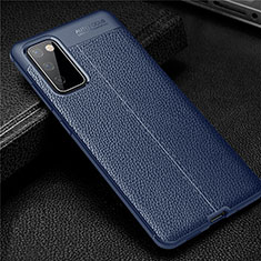 Coque Silicone Gel Motif Cuir Housse Etui pour Samsung Galaxy S20 FE (2022) 5G Bleu