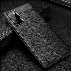 Coque Silicone Gel Motif Cuir Housse Etui pour Samsung Galaxy S20 FE (2022) 5G Noir