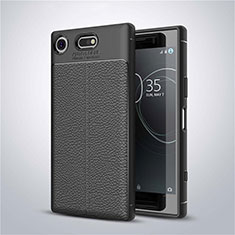 Coque Silicone Gel Motif Cuir Housse Etui pour Sony Xperia XZ1 Compact Noir