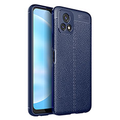 Coque Silicone Gel Motif Cuir Housse Etui pour Vivo iQOO U3 5G Bleu