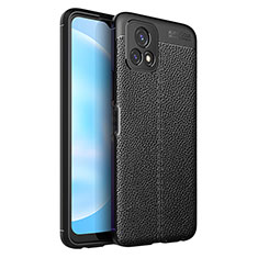 Coque Silicone Gel Motif Cuir Housse Etui pour Vivo iQOO U3x 5G Noir