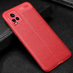 Coque Silicone Gel Motif Cuir Housse Etui pour Vivo V20 Pro 5G Rouge