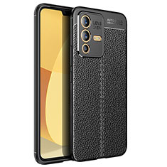 Coque Silicone Gel Motif Cuir Housse Etui pour Vivo V23 5G Noir