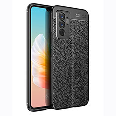 Coque Silicone Gel Motif Cuir Housse Etui pour Vivo V23e 5G Noir