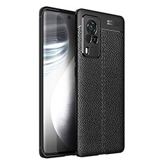 Coque Silicone Gel Motif Cuir Housse Etui pour Vivo X60 Pro 5G Noir