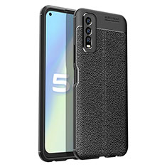 Coque Silicone Gel Motif Cuir Housse Etui pour Vivo Y70S 5G Noir