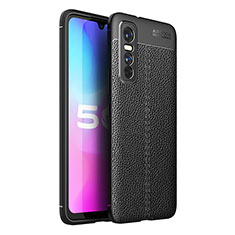 Coque Silicone Gel Motif Cuir Housse Etui pour Vivo Y73s 5G Noir