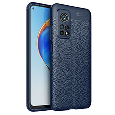 Coque Silicone Gel Motif Cuir Housse Etui pour Xiaomi Mi 10T 5G Bleu