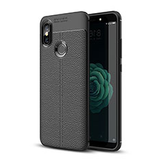 Coque Silicone Gel Motif Cuir Housse Etui pour Xiaomi Mi 6X Noir