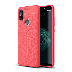 Coque Silicone Gel Motif Cuir Housse Etui pour Xiaomi Mi 6X Rouge
