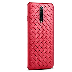 Coque Silicone Gel Motif Cuir Housse Etui pour Xiaomi Mi 9T Rouge