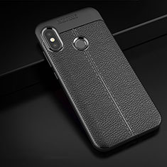 Coque Silicone Gel Motif Cuir Housse Etui pour Xiaomi Mi A2 Lite Noir