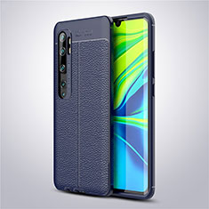 Coque Silicone Gel Motif Cuir Housse Etui pour Xiaomi Mi Note 10 Pro Bleu