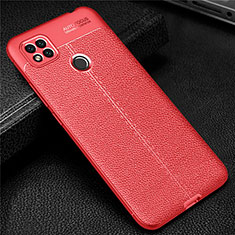 Coque Silicone Gel Motif Cuir Housse Etui pour Xiaomi POCO C31 Rouge